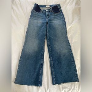 DL1961 Medium Blue Wide-Leg Jeans with Navy Waist Panels
